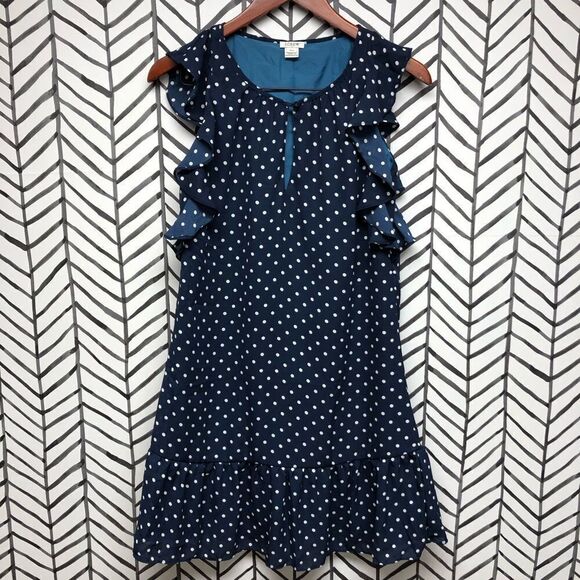 J. Crew Printed Flutter Sleeve Polka Dot Dress - Picture 1 of 3